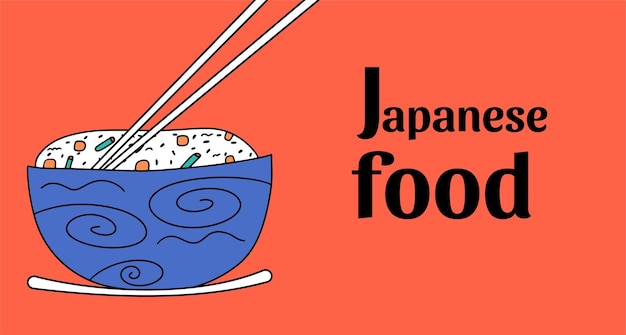 Banner de fondo con arroz y verduras cocina japonesa o china