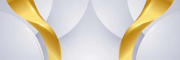 Banner de fondo de hilos blancos dorados abstractos con efecto de brillo