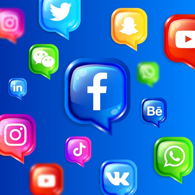 Banner de fondo de iconos flotantes de redes sociales