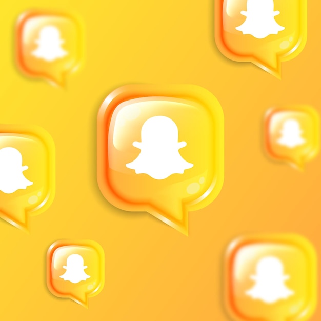 Vector banner de fondo de iconos de snapchat flotante de redes sociales