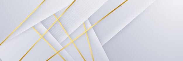 Banner de fondo de líneas de oro blanco abstracto