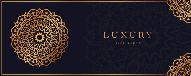 Vector banner de fondo de mandala de lujo con diseño arabesco dorado estilo islámico árabe