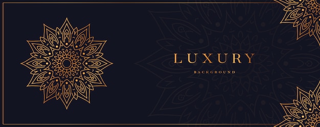 Vector banner de fondo de mandala de lujo con diseño arabesco dorado estilo oriental islámico árabe