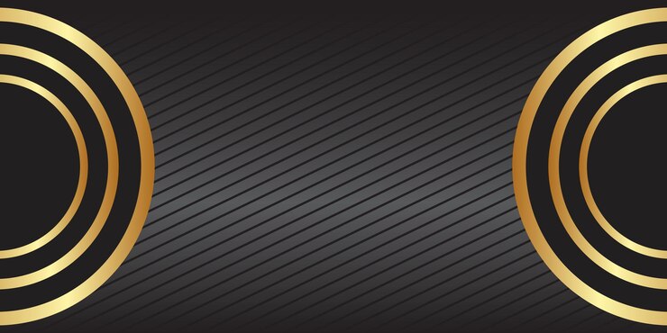 Banner de fondo de medio círculo negro y dorado