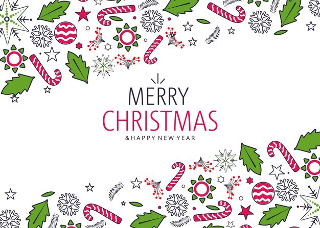 Banner de fondo navideño con diferentes decoraciones