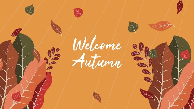 Banner y fondo de otoño plano
