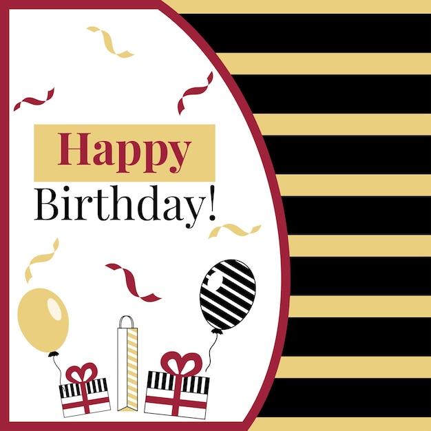 Banner de fondo de publicación de insta de tarjeta de feliz cumpleaños Vector premium