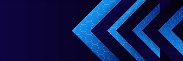 Banner de fondo de tecnología azul moderno con patrón hexagonal