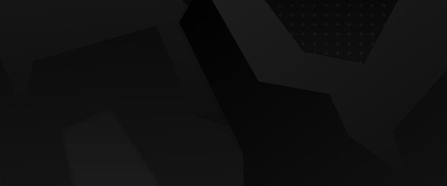 Banner de formas geométricas abstractas vectoriales negras para diseño de portadas, diseño de libros, carteles, portadas de CD, folletos, fondos de sitios web o publicidad