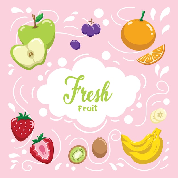 Banner de fruta fresca templat fondo ilustración vector diseño