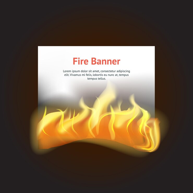 Vector banner de fuego 3d detallado y realista con vector de elementos de llama caliente