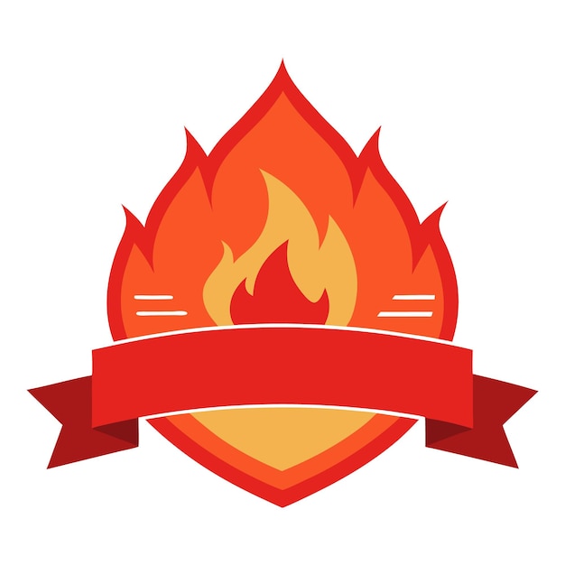 Banner de fuego vectorial con flecha etiqueta de insignia roja Ilustración vectorial