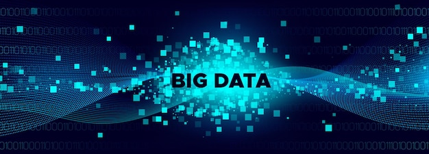 Banner futurista con movimiento de partículas de big data