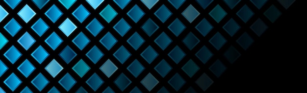 Banner geométrico abstracto azul oscuro con cuadrados