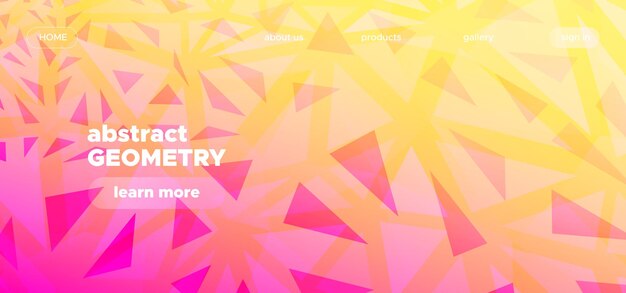 Banner geométrico abstracto con triángulos degradados para página web d