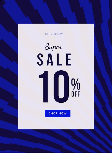 Banner geométrico super venta con 10% de descuento.