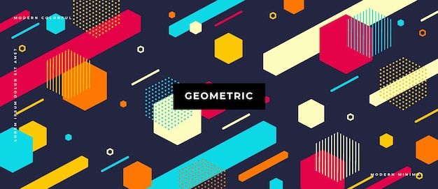 Banner de gradiente de elementos geométricos de objetos de moda abstractos.