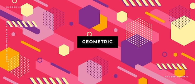 Banner de gradiente de elementos geométricos de objetos de moda abstractos.