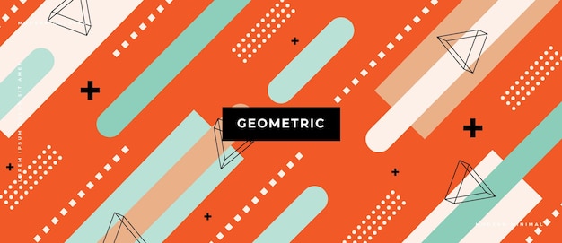 Banner de gradiente de elementos geométricos de objetos de moda abstractos.
