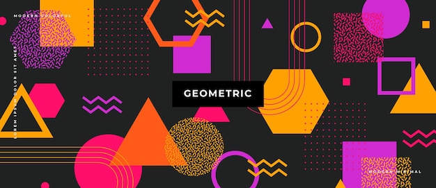 Banner de gradiente de elementos geométricos de objetos de moda abstractos.