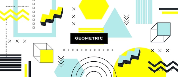 Banner de gradiente geométrico de objetos de moda abstractos