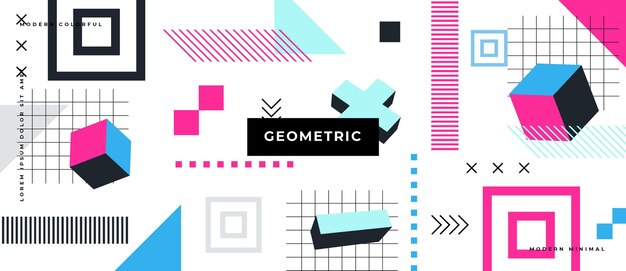 Vector banner de gradiente geométrico de objetos de moda abstractos