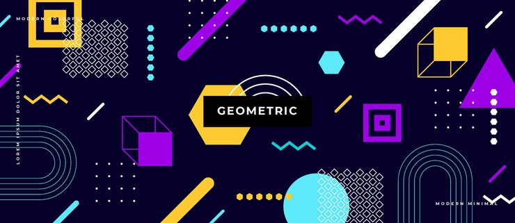 Vector banner de gradiente geométrico de objetos de moda abstractos