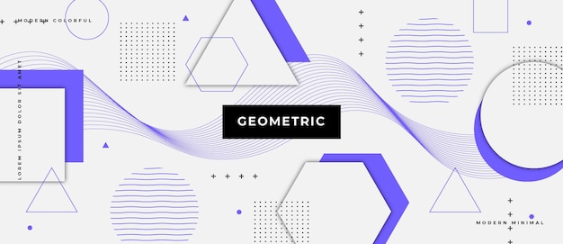 Vector banner de gradiente geométrico de objetos de moda abstractos