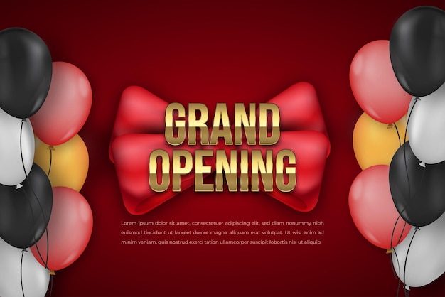 Banner de gran inauguración con fondo de cinta y tijeras