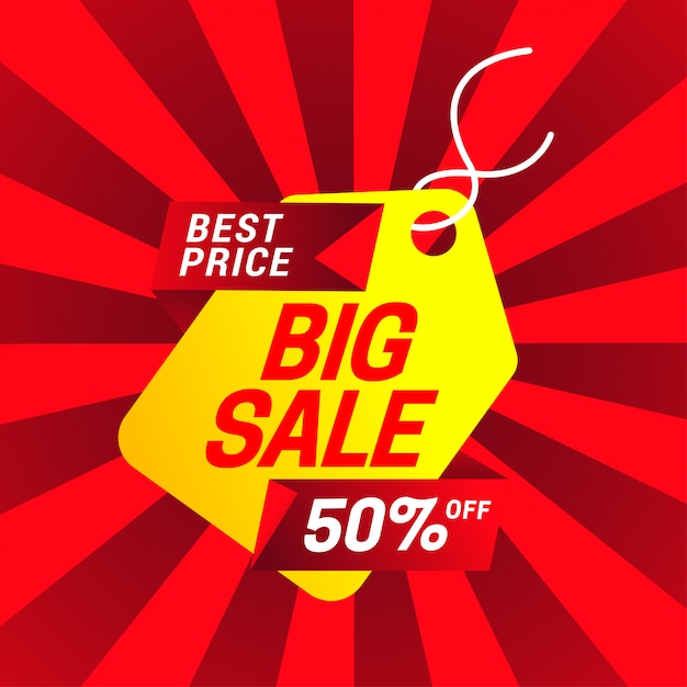 Banner de gran venta de descuento con precio de etiquetas