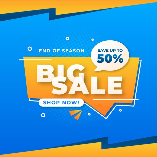 Banner de gran venta y oferta de fondo con efectos de texto editables