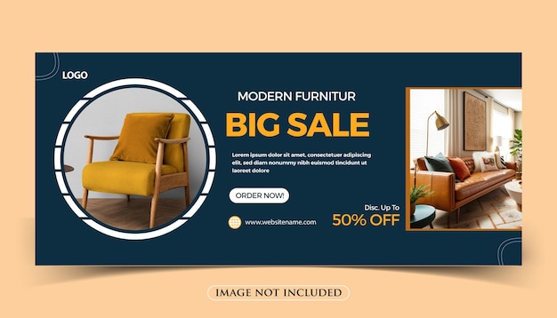 Banner gratuito de venta de muebles planos vectoriales con una foto