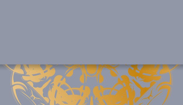 Vector banner gris con lujoso patrón dorado y espacio de texto