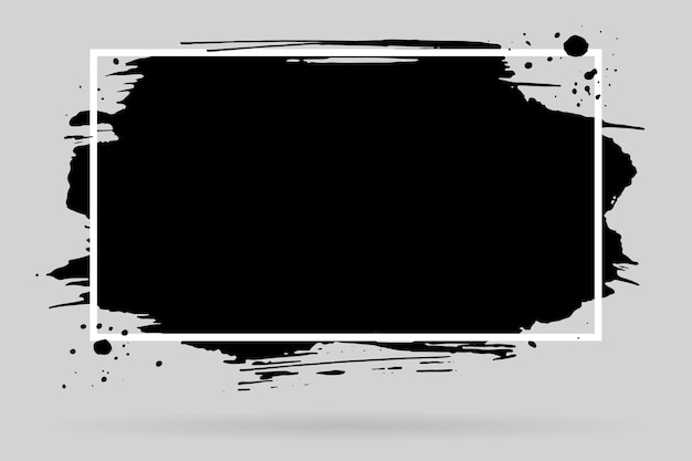 Banner grunge negro con un marco blanco para texto.