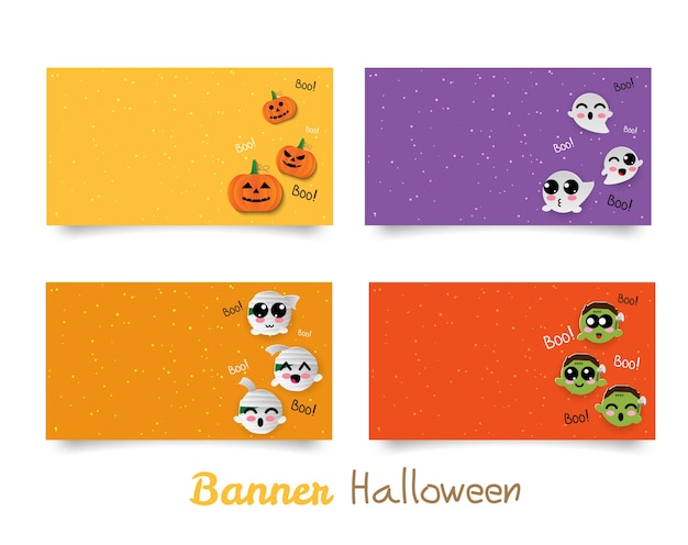 Vector banner halloween lindo