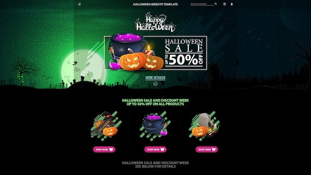 Vector banner de halloween para el sitio web con banner de descuento