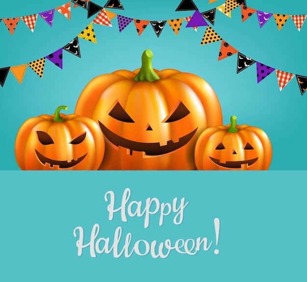 Banner de Halloween con texto y guirnalda