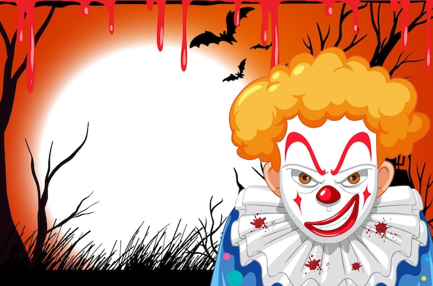 Banner de halloween vacío con payaso espeluznante