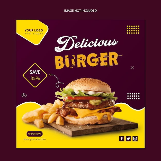 Vector banner de hamburguesas banner de facebook banner de instagram anuncios de facebook anuncios de banner de instagram publicación de banner