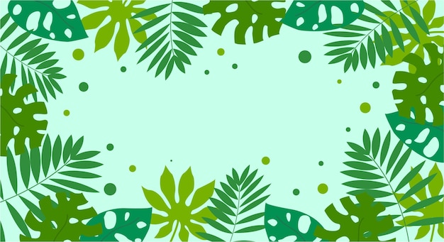 Banner con hojas tropicales ilustración vectorial