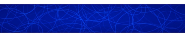 Vector banner horizontal abstracto de contornos dispuestos aleatoriamente de elipses sobre fondo azul