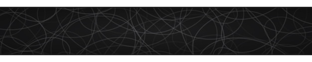 Banner horizontal abstracto de contornos dispuestos aleatoriamente de elipses sobre fondo negro