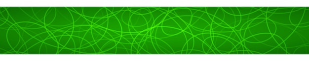 Banner horizontal abstracto de contornos dispuestos aleatoriamente de elipses sobre fondo verde