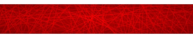 Banner horizontal abstracto de líneas dispuestas al azar sobre fondo rojo.