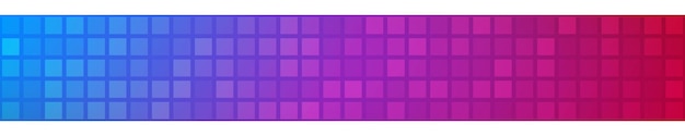 Banner horizontal abstracto o fondo de grandes cuadrados o píxeles en colores azul y púrpura