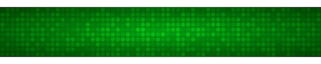 Banner horizontal abstracto o fondo de pequeños círculos o píxeles en colores verdes