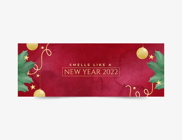 Vector banner horizontal acuarela feliz año nuevo 2022
