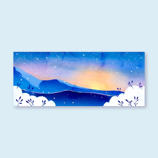 Vector banner horizontal de acuarela solsticio de invierno