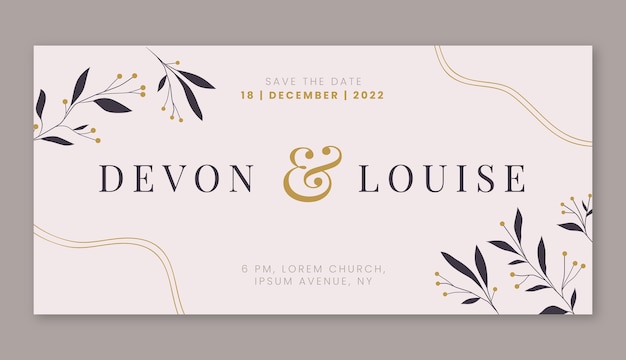 Vector banner horizontal de celebración de boda floral