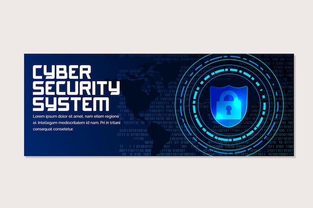Vector banner horizontal de ciberseguridad